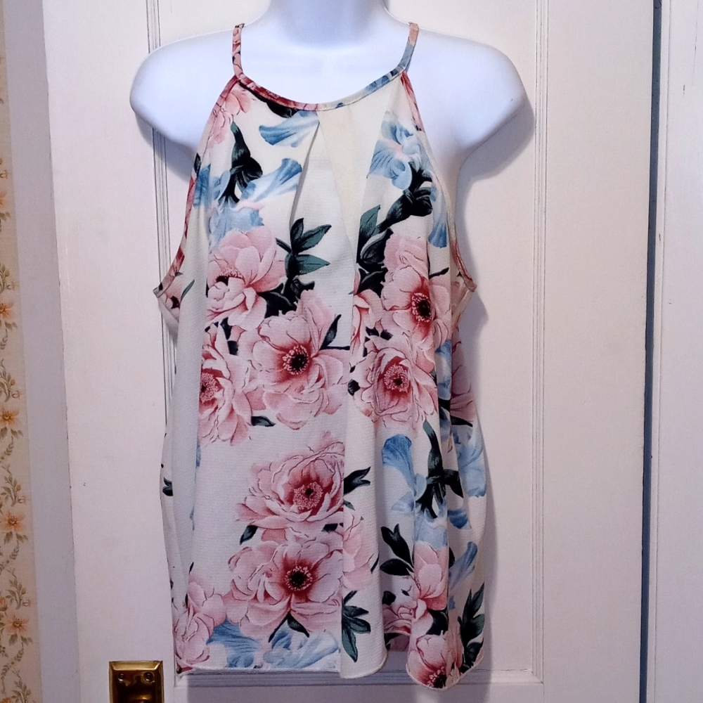 January 7 Sheer Flowered Tank Top